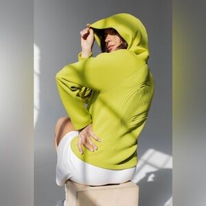 Savvi Reagan Scuba Hoodie in Apple Green